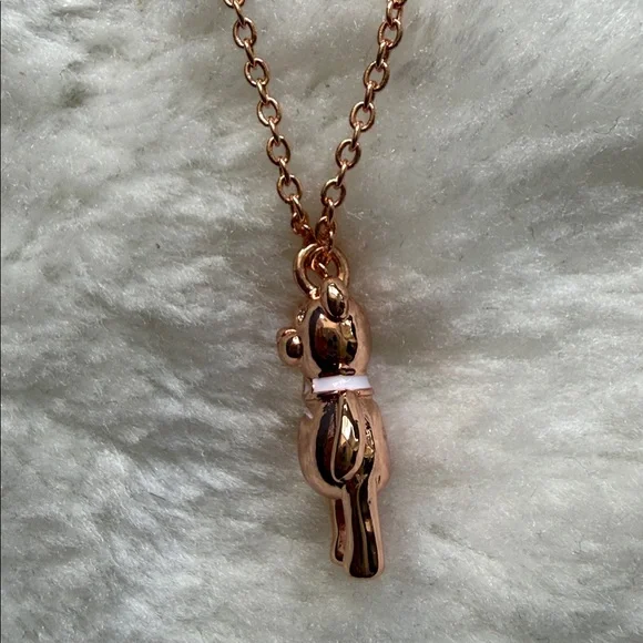 Coach 3D Teddy Bear Charm Necklace in Rose Gold and Gold - Picture 8 of 8